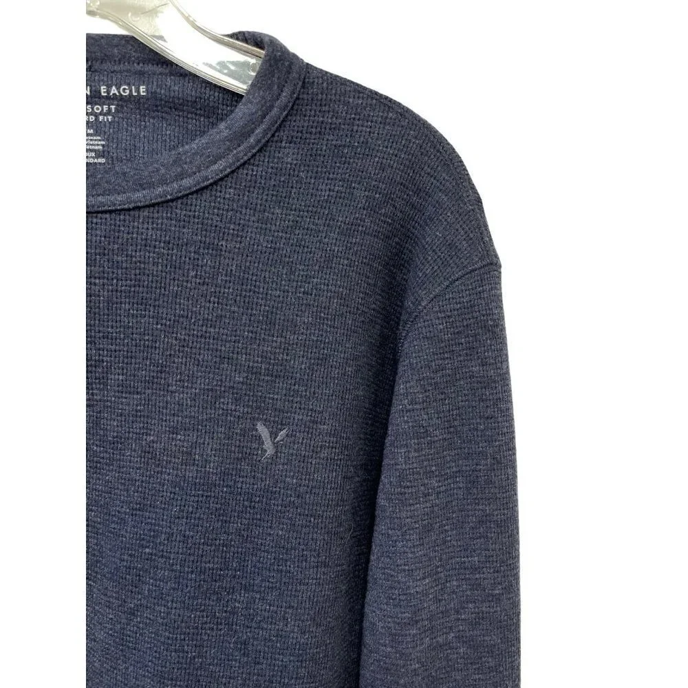 American Eagle Outfitters Navy Long Sleeve Super Soft Waffle Knit Shirt M